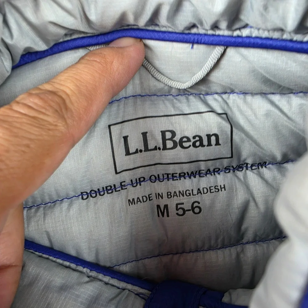 L.L. Bean Kids M 5-6 Ultralight 650 DownTek Puffer Jacket Blue 296982